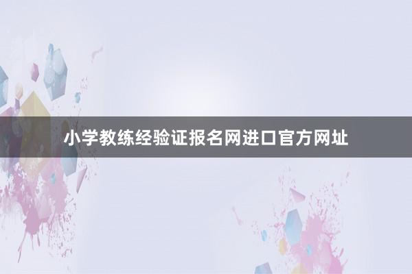 小学教练经验证报名网进口官方网址